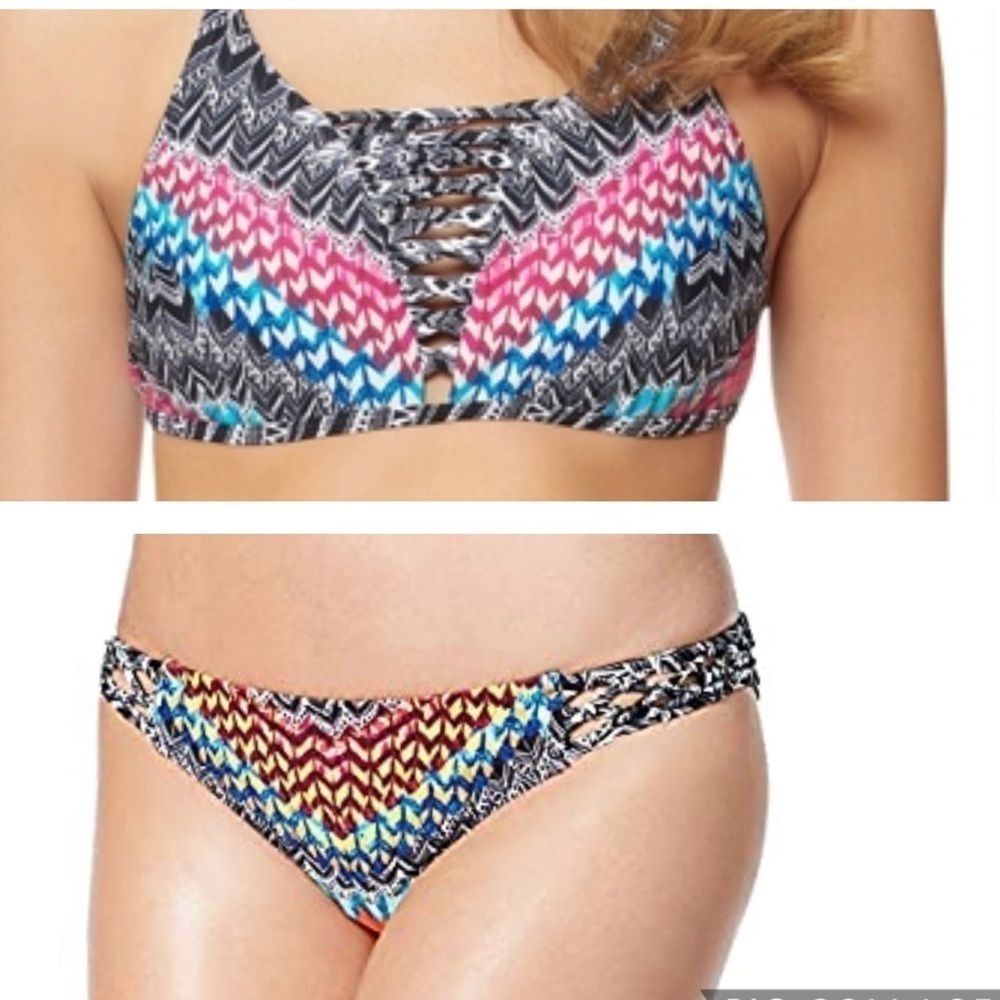 NWT Jessica Simpson Bohemian Tribal Print Bikini Swim Set Size Small - Picture 2 of 13
